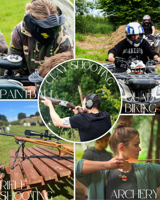 Quad Biking, Archery, Clay Shooting, Rifle Shooting and Paintball