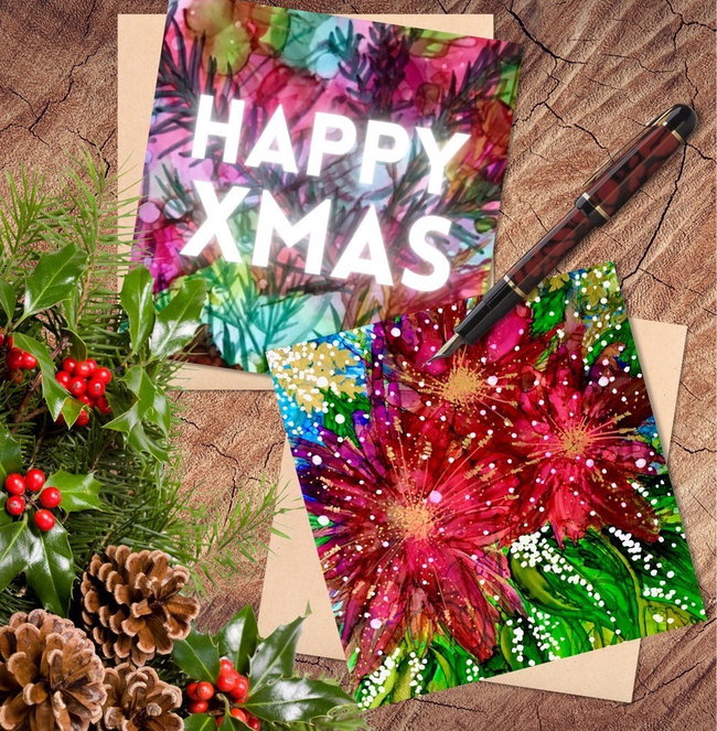 Alcohol Ink Christmas Card Workshop with Millie Moth