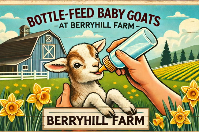 Pet goat kid feeding 