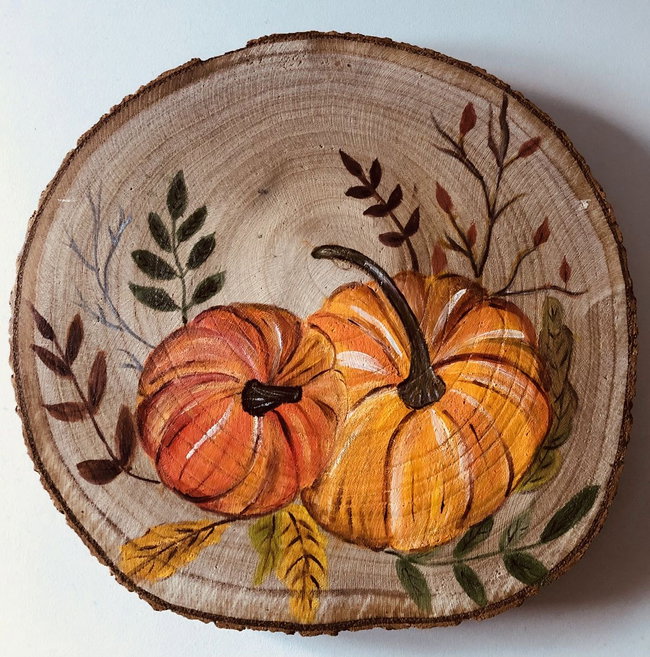 Autumn Crafternight Large Wood Slice Workshop with Heather at HQ 
