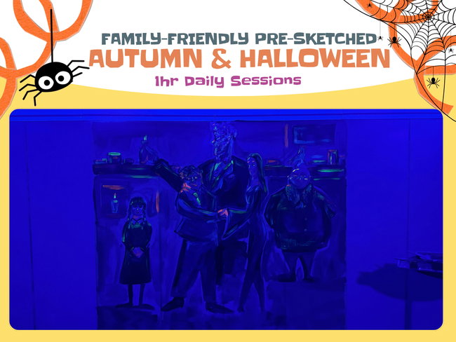 Family Themed Mural Painting | Pre-Sketched Autumn & Halloween Templates